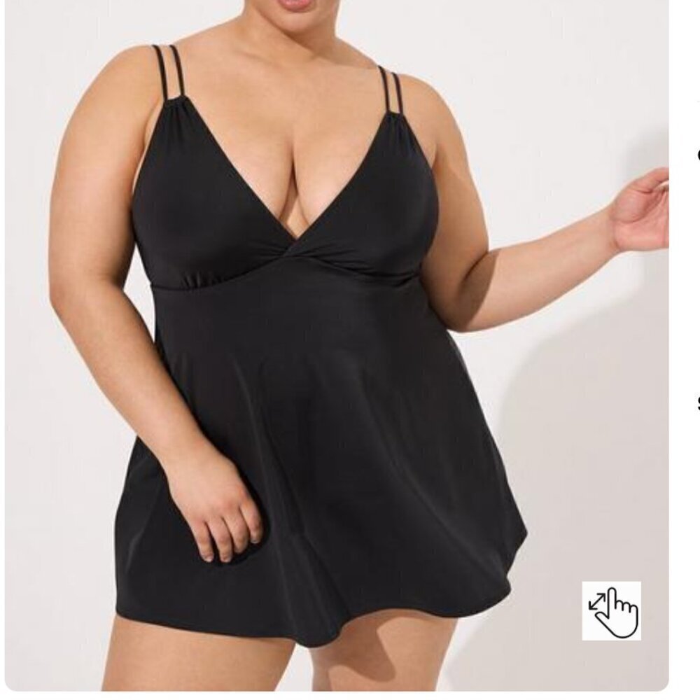 Torrid Retro Wireless Plunge Skirted One Piece Swimsuit Size 2
